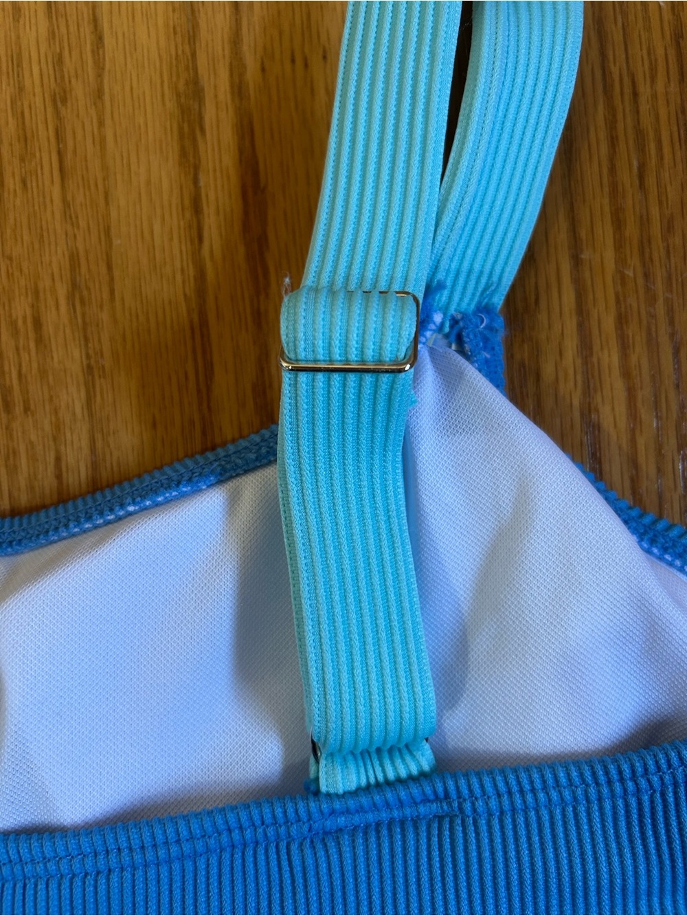 Blue Two Toned Ribbed Bikini - Picture 5 of 8